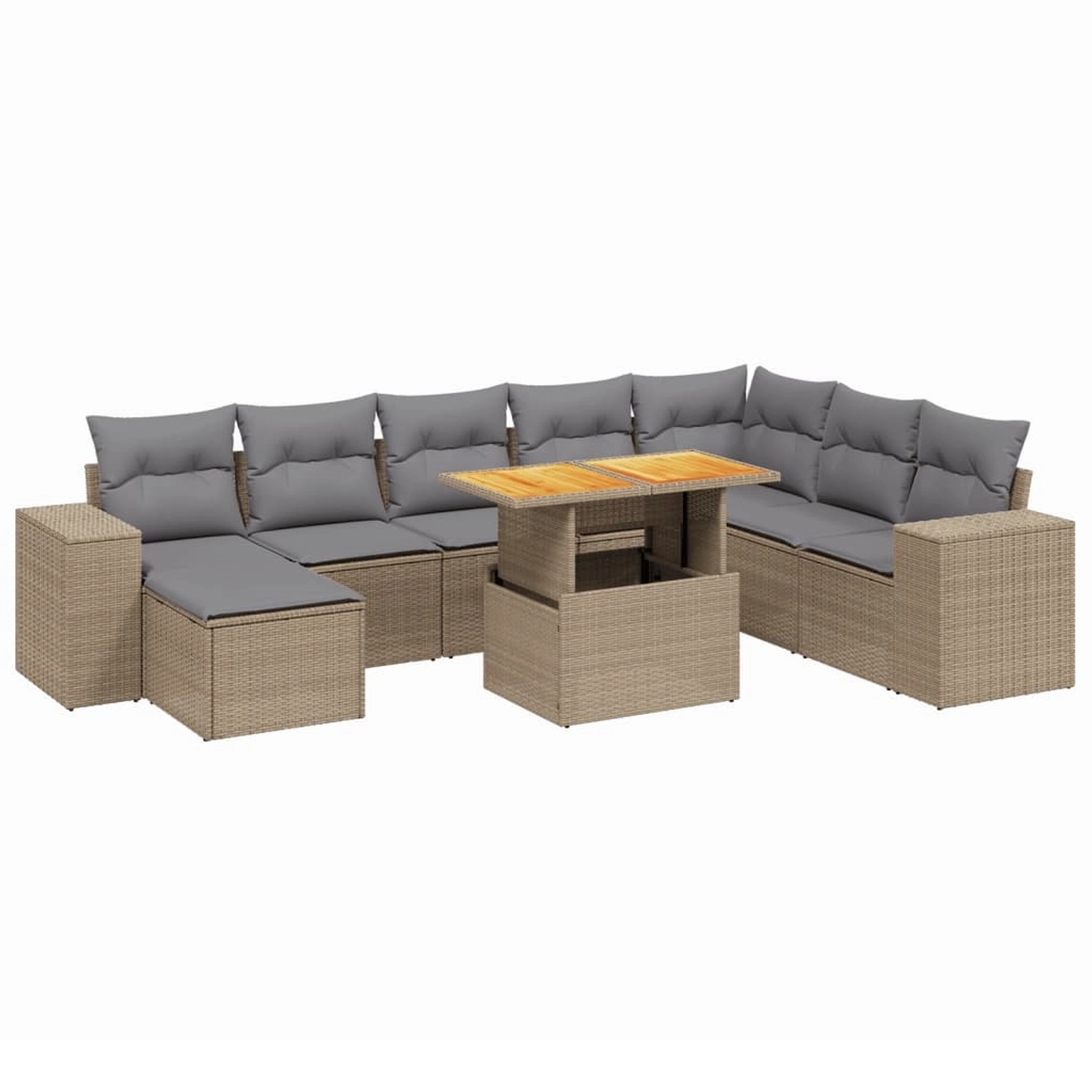 vidaXL 9-tlg Garten-Sofagarnitur mit Kissen Beige Poly Rattan Modell 258 günstig online kaufen