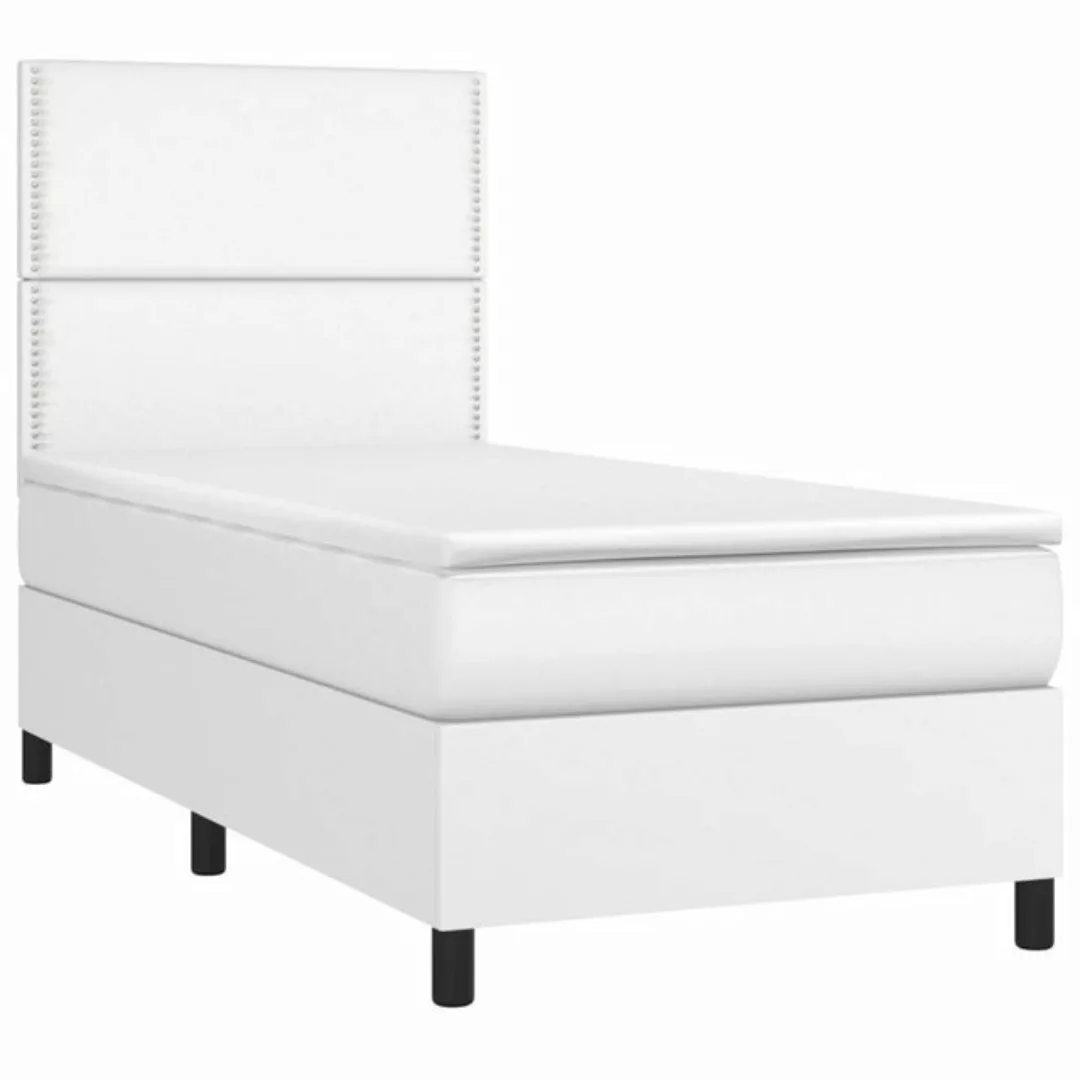 vidaXL Bett Boxspringbett mit Matratze & LED Weiß 100x200 cm Kunstleder günstig online kaufen