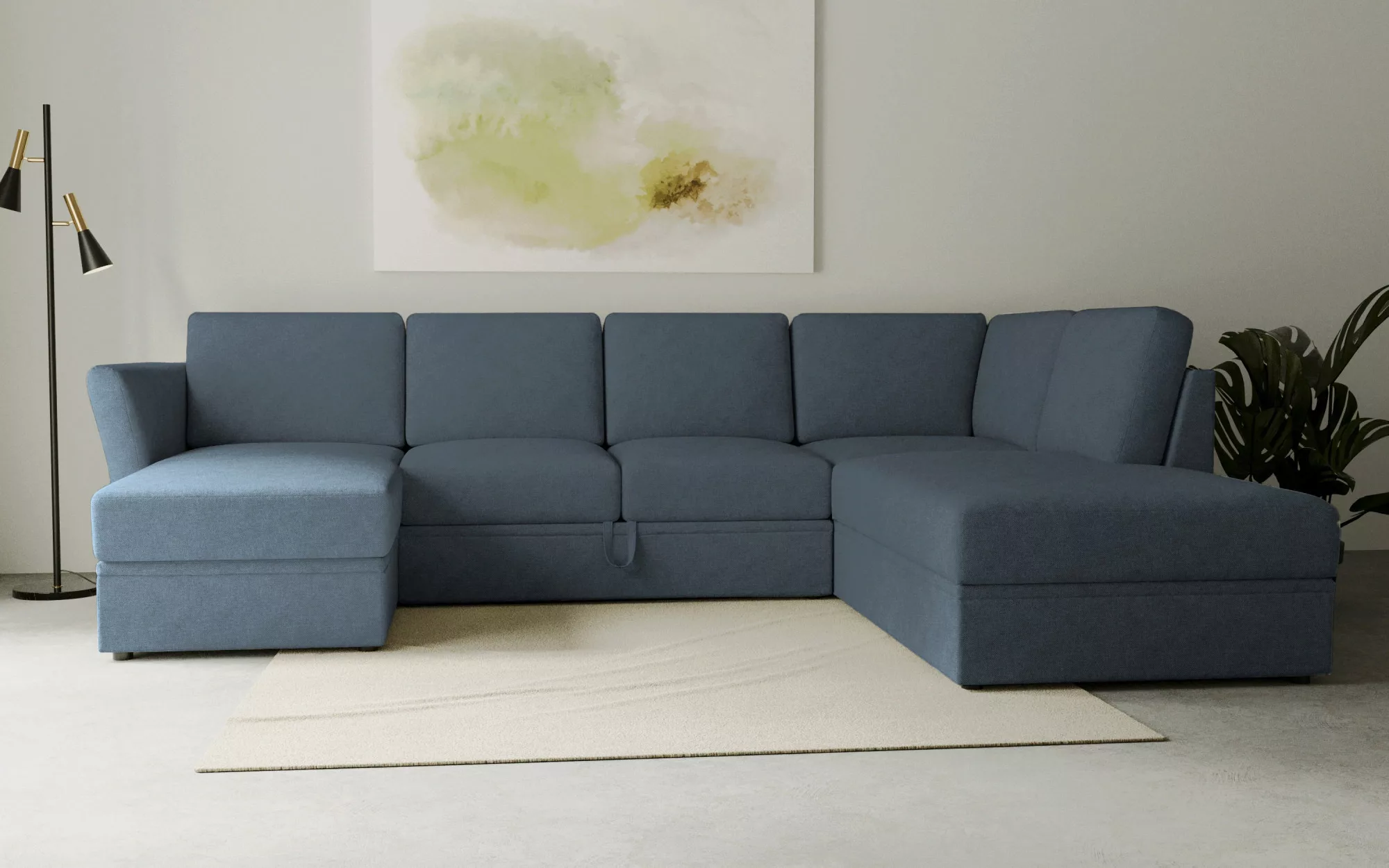 Home affaire Wohnlandschaft Lavars Schlafsofa, mit Bettfunktion und Staurau günstig online kaufen