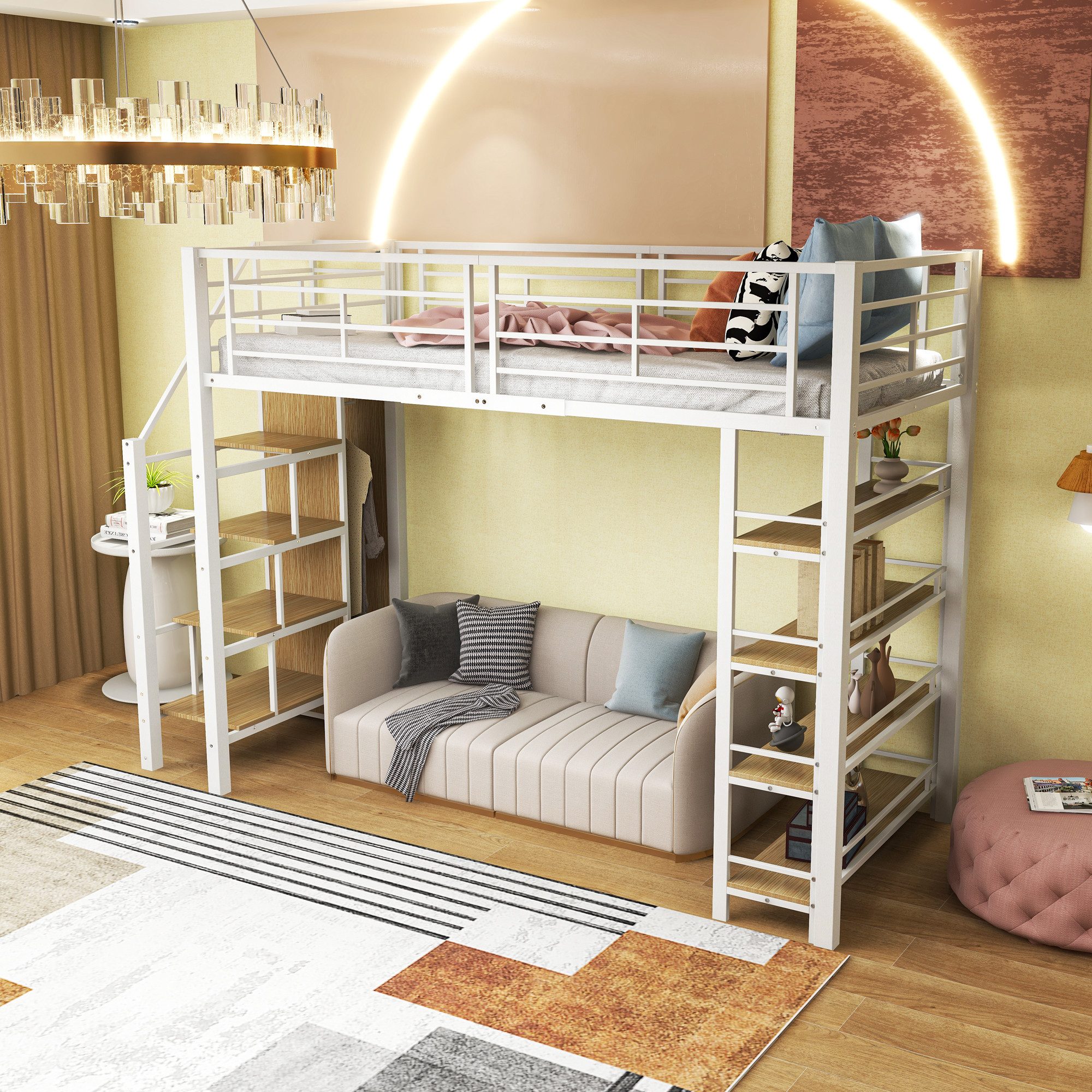 Flieks Hochbett Metallbett Einzelbett 90x200cm mit günstig online kaufen