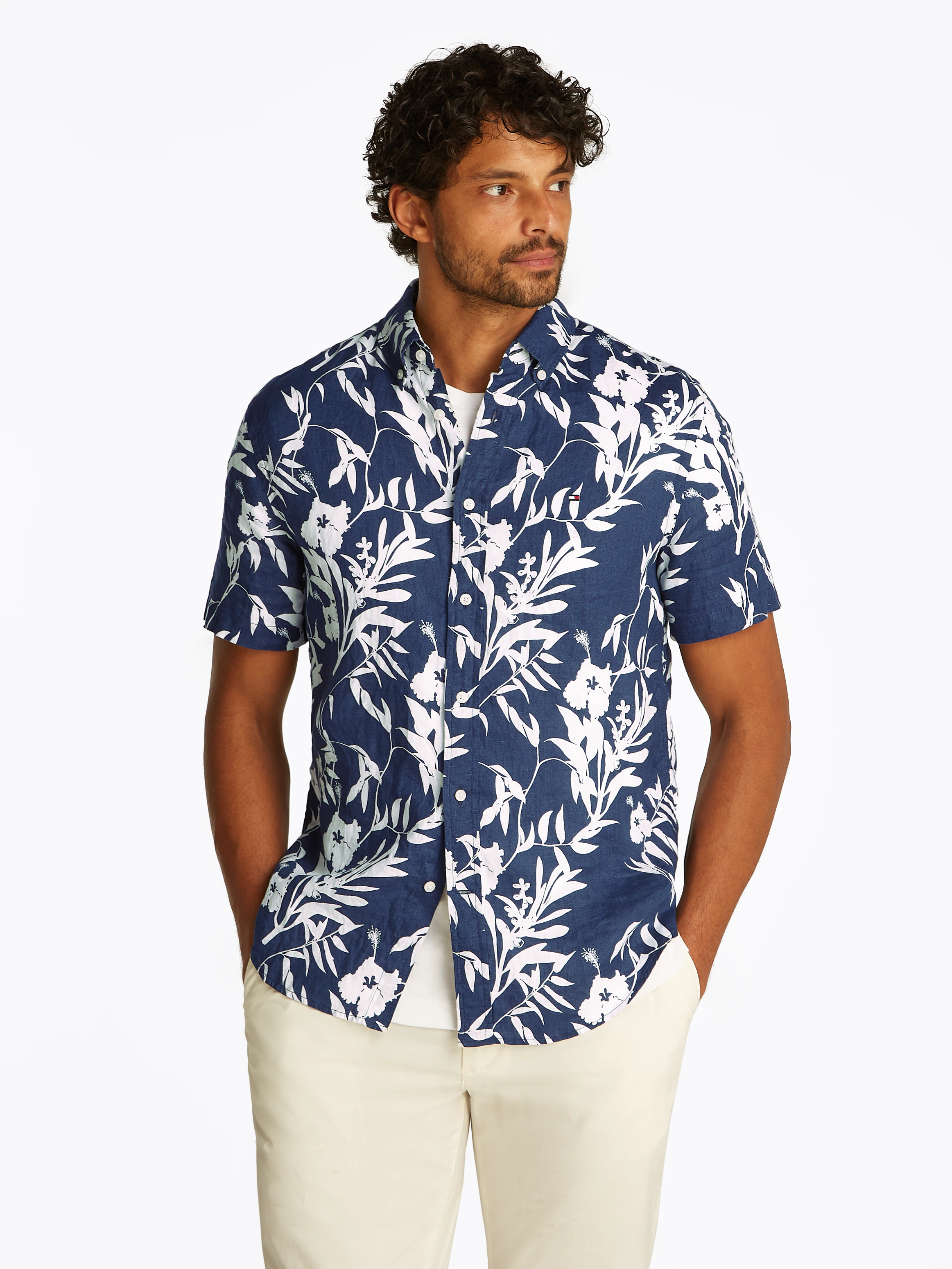 Tommy Hilfiger Leinenhemd "LINEN TROPICAL PRT SS RF SHIRT", mit Allover Flo günstig online kaufen