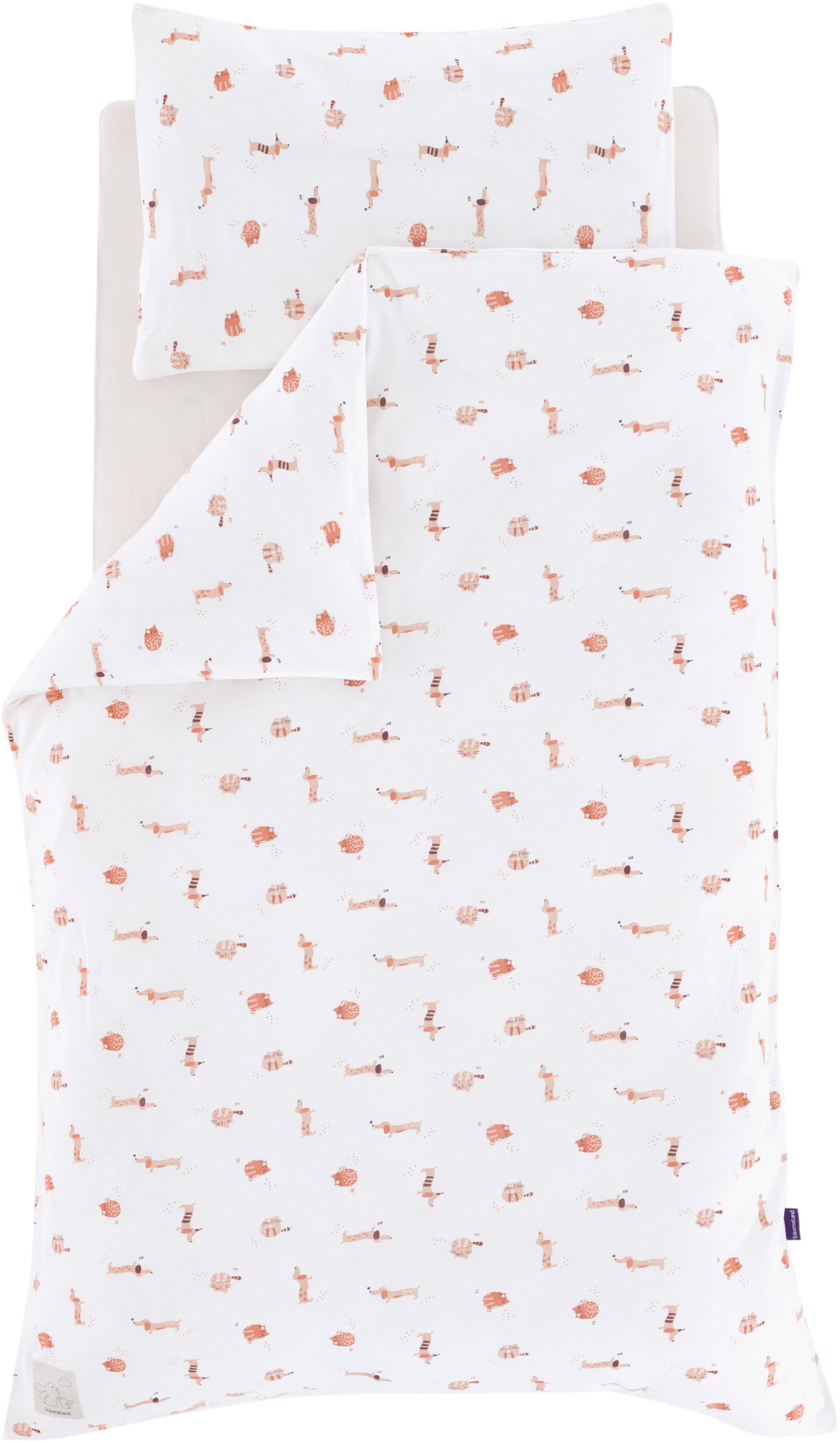 Träumeland Babybettwäsche »Jersey Cats & Dogs«, mit niedlichem Allover-Prin günstig online kaufen
