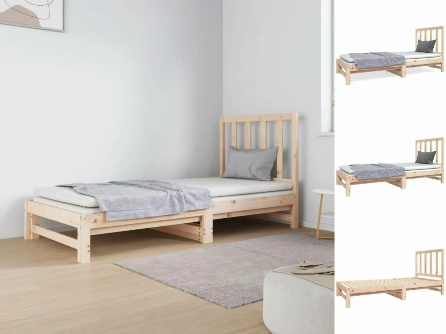 vidaXL Gästebett Gästebett Tagesbett Ausziehbar 2x90x190 cm Massivholz Kief günstig online kaufen