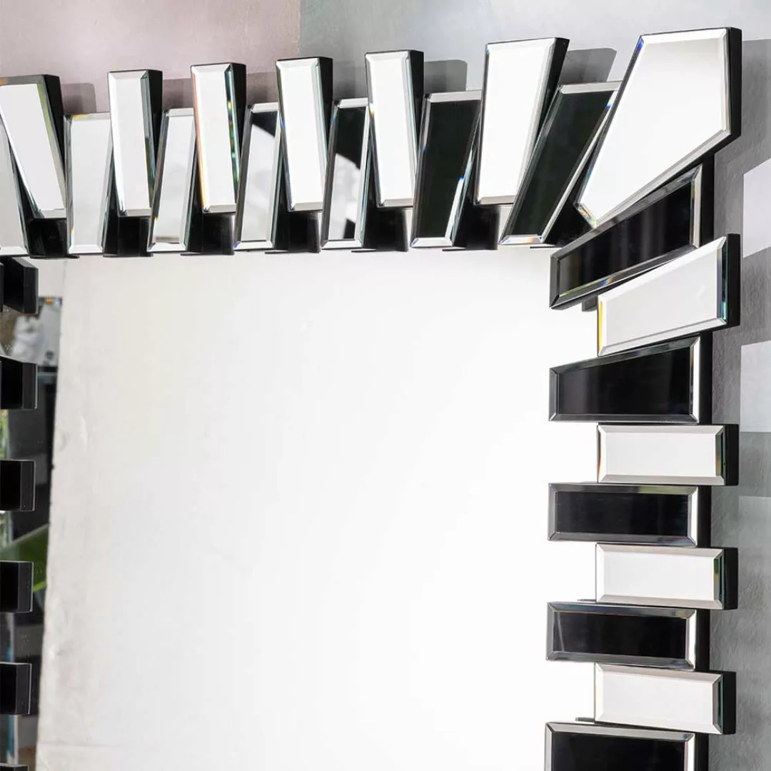 Design Wand Spiegel in Silberfarben Glasrahmen 80x110 cm günstig online kaufen