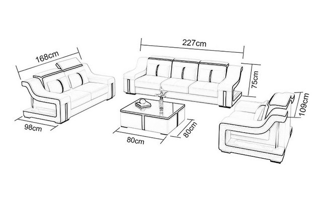 JVmoebel Sofa Graue Designer Couchgarnitur 3+2+1 Modernes Design Neu Sofa, günstig online kaufen