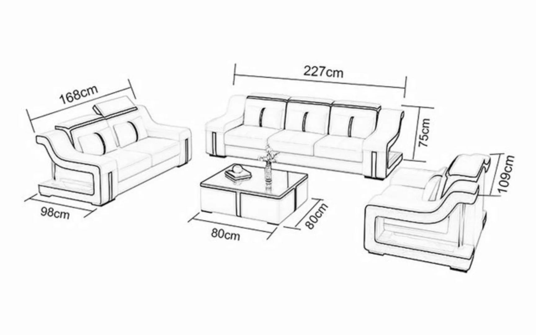 JVmoebel Sofa Graue Designer Couchgarnitur 3+2+1 Modernes Design Neu Sofa, günstig online kaufen