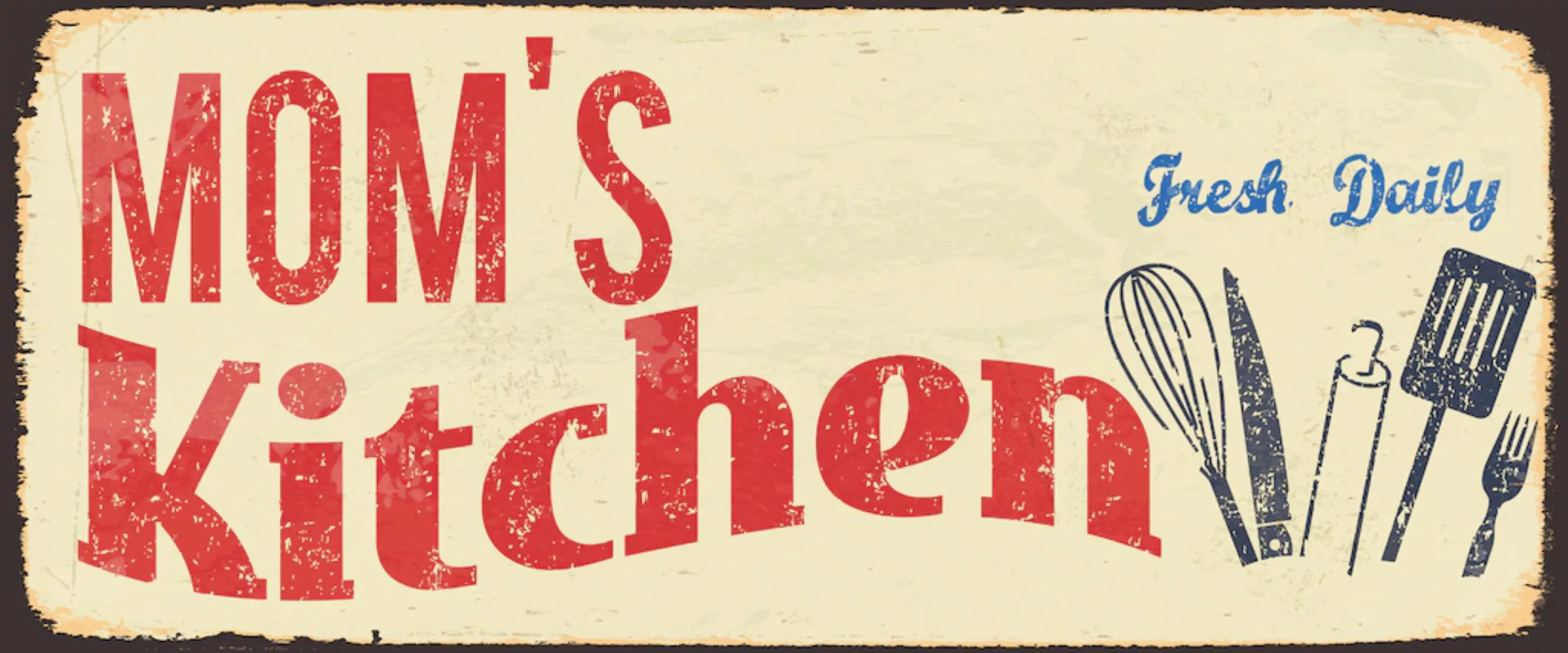 queence Metallbild "MOMS Kitchen", Sprüche & Texte günstig online kaufen