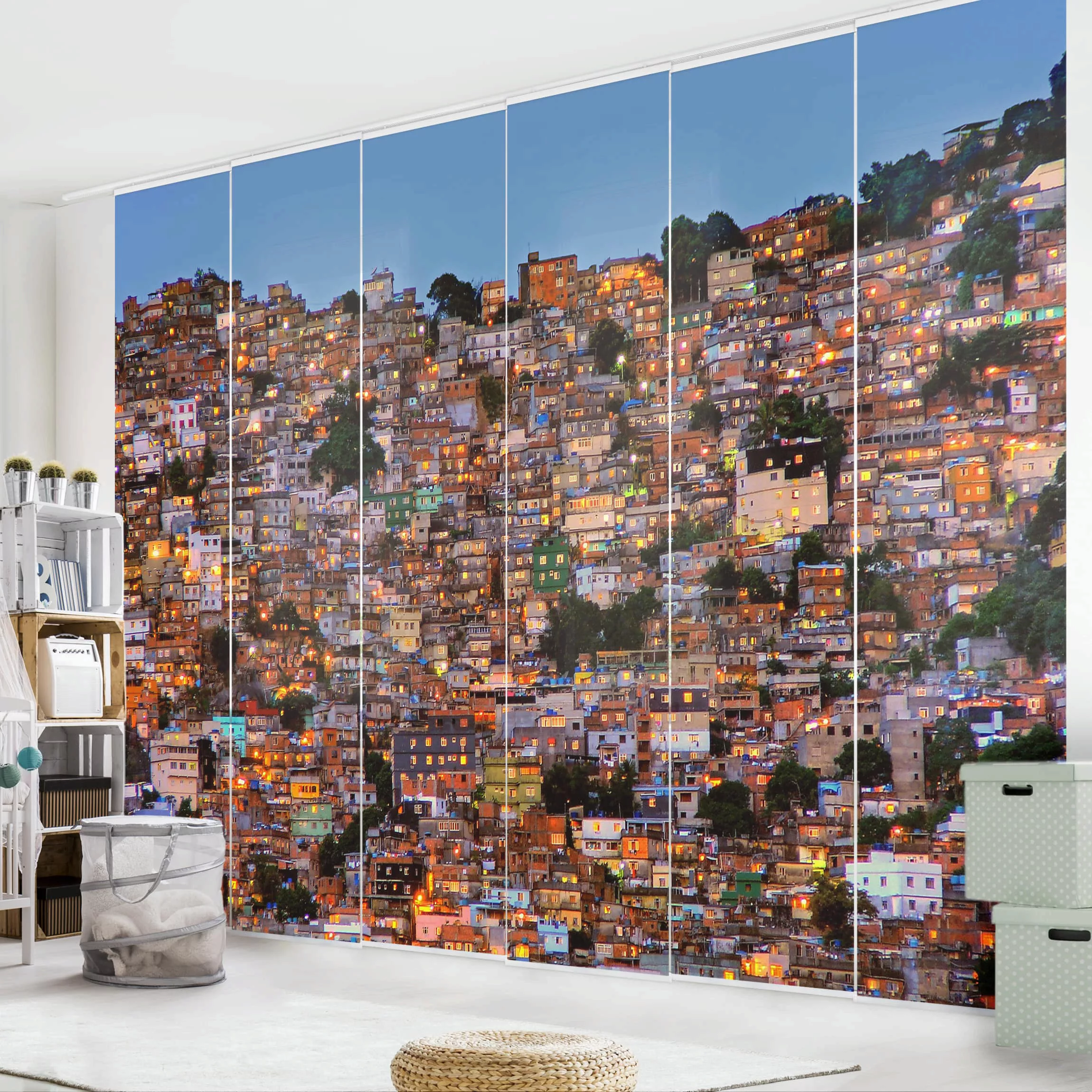 Schiebegardinen Set Architektur & Skyline Rio de Janeiro Favela Sonnenunter günstig online kaufen