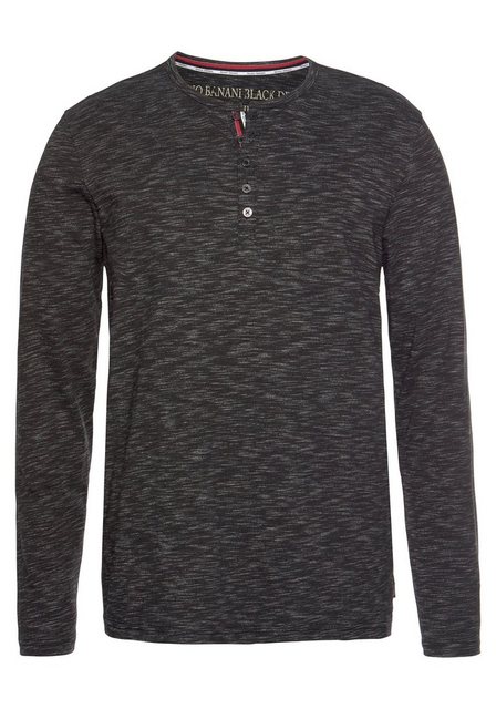 Bruno Banani Langarmshirt schmale Passform, melierte Optik und Druck günstig online kaufen