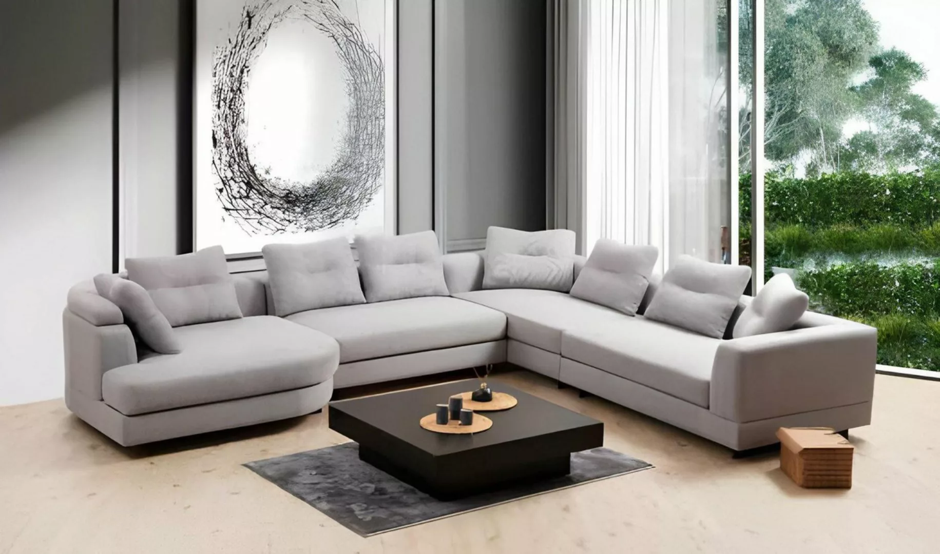 JVmoebel Ecksofa U-Form Wohnzimmer Ecksofa U-Form Modern Design Stil Textil günstig online kaufen