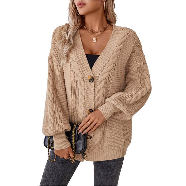 Zoclack Strickjacke Damen Cardigan Pullover, Strickpullover mit V-Ausschnit günstig online kaufen