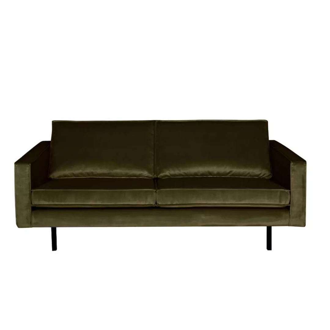 2 Sitzer Sofa in Dunkelgrün Samt Retro Look günstig online kaufen