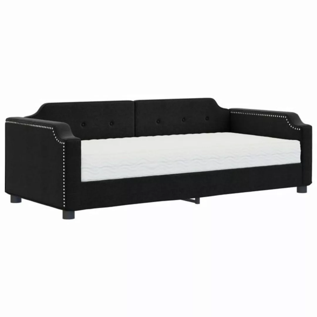 vidaXL Gästebett Gästebett Tagesbett mit Matratze Schwarz 100x200 cm Stoff günstig online kaufen