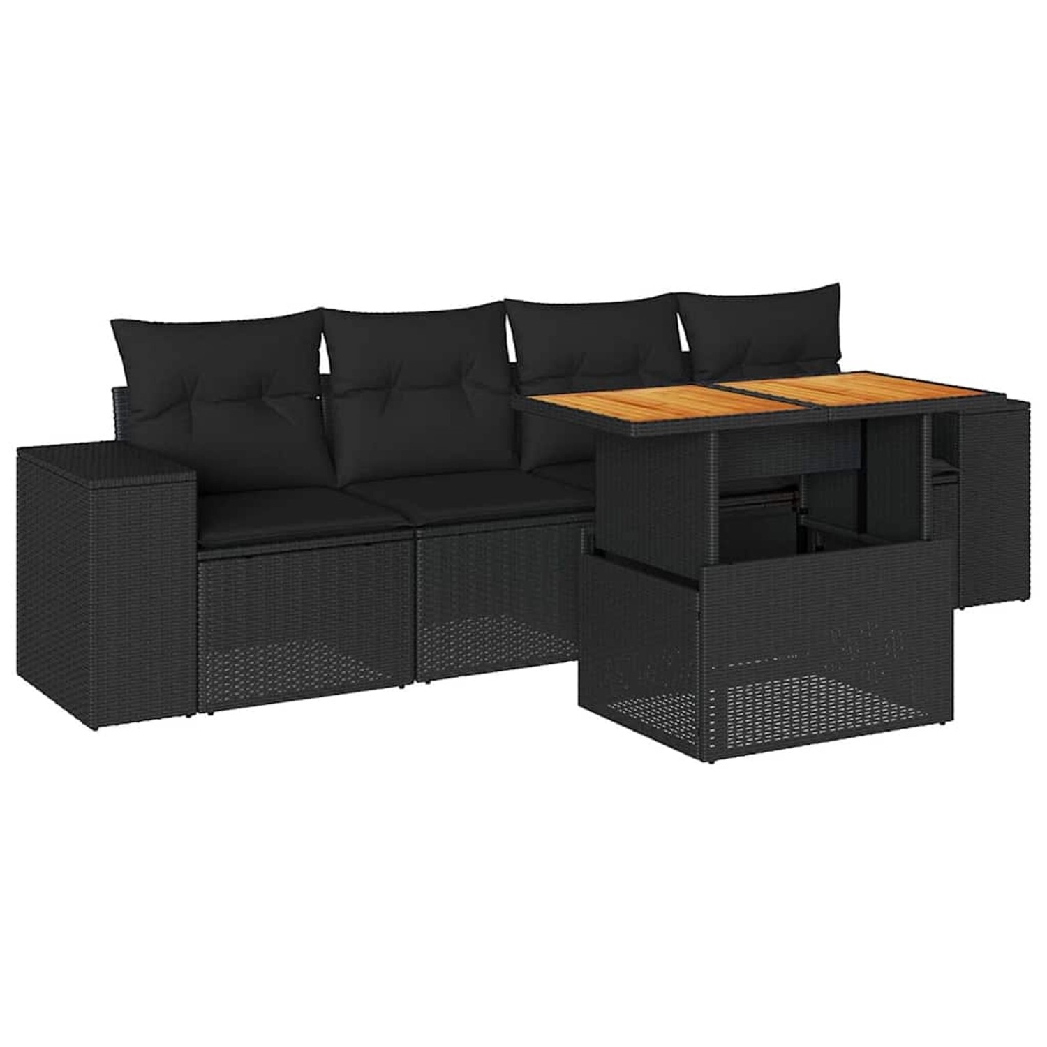 vidaXL 5-Tlg Garten-Sofagarnitur mit Kissen Schwarz Poly Rattan 3327317 günstig online kaufen