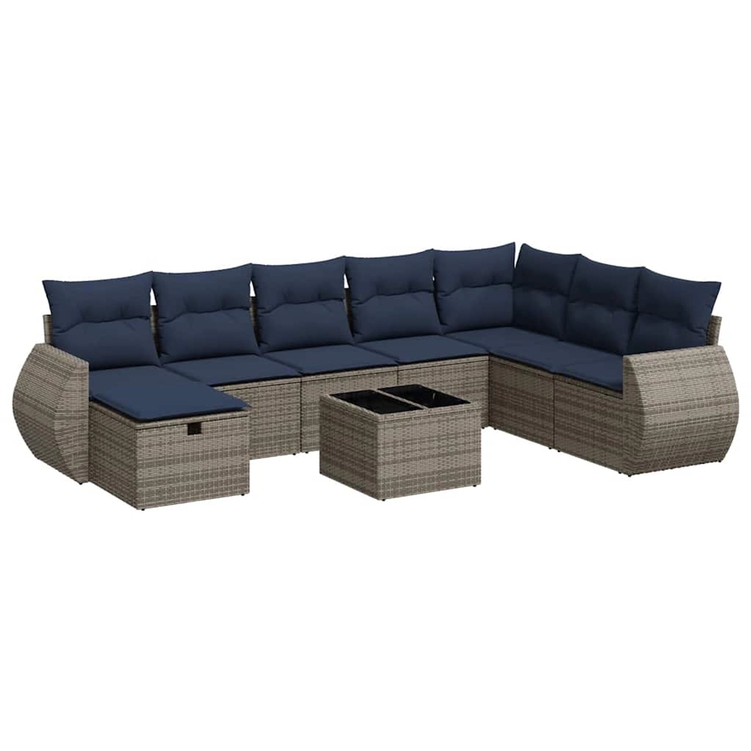 vidaXL 9-Tlg Garten-Sofagarnitur mit Kissen Grau Poly Rattan 3325647 günstig online kaufen