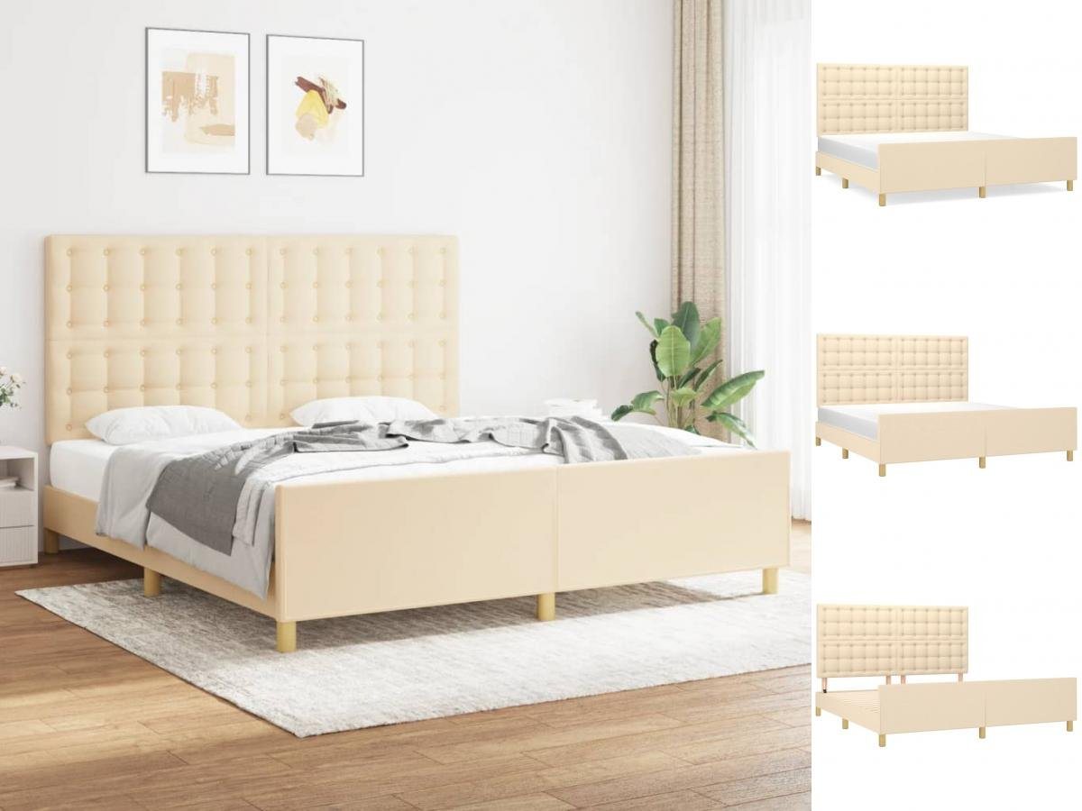 vidaXL Bettgestell Bettrahmen mit Kopfteil Creme 180x200 cm Stoff Bett Bett günstig online kaufen