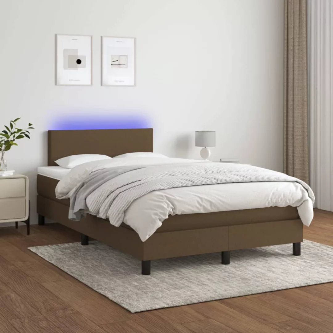 Vidaxl Boxspringbett Mit Matratze & Led Dunkelbraun 120x200 Cm Stoff günstig online kaufen