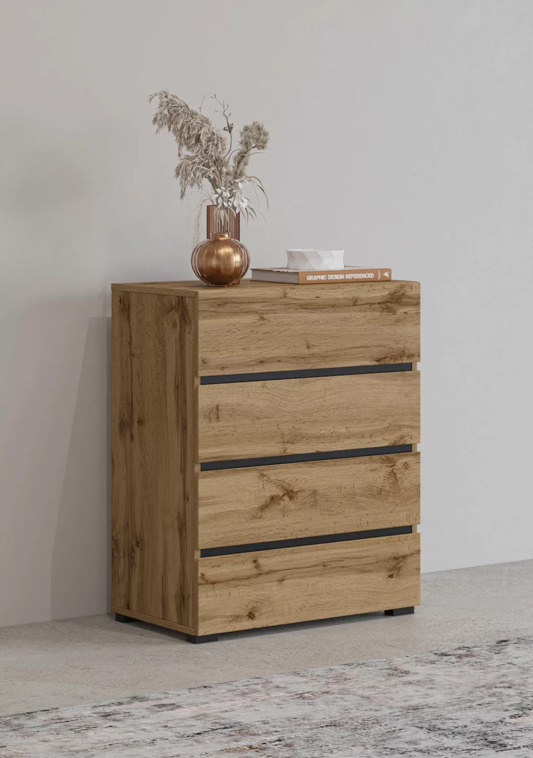 INOSIGN Kommode "Cross,Breite 60 cm, moderne grifflose Sideboard,4 Schubkäs günstig online kaufen