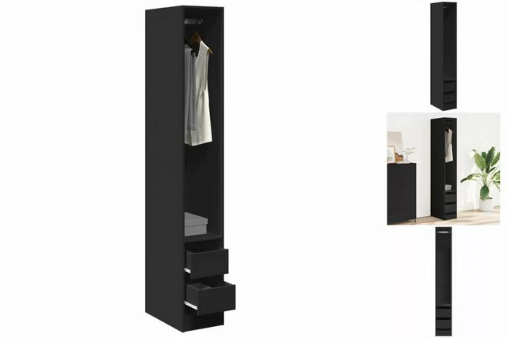 vidaXL Kleiderschrank Kleiderschrank Schwarz 30x50x200 cm Holzwerkstoff günstig online kaufen