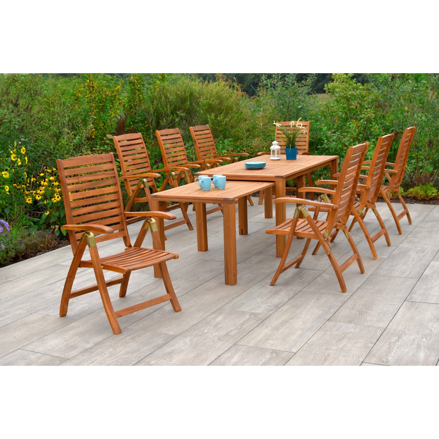 Merxx Gartenmöbel-Set Paraiba 10-teilig Flex-Ausziehtisch günstig online kaufen