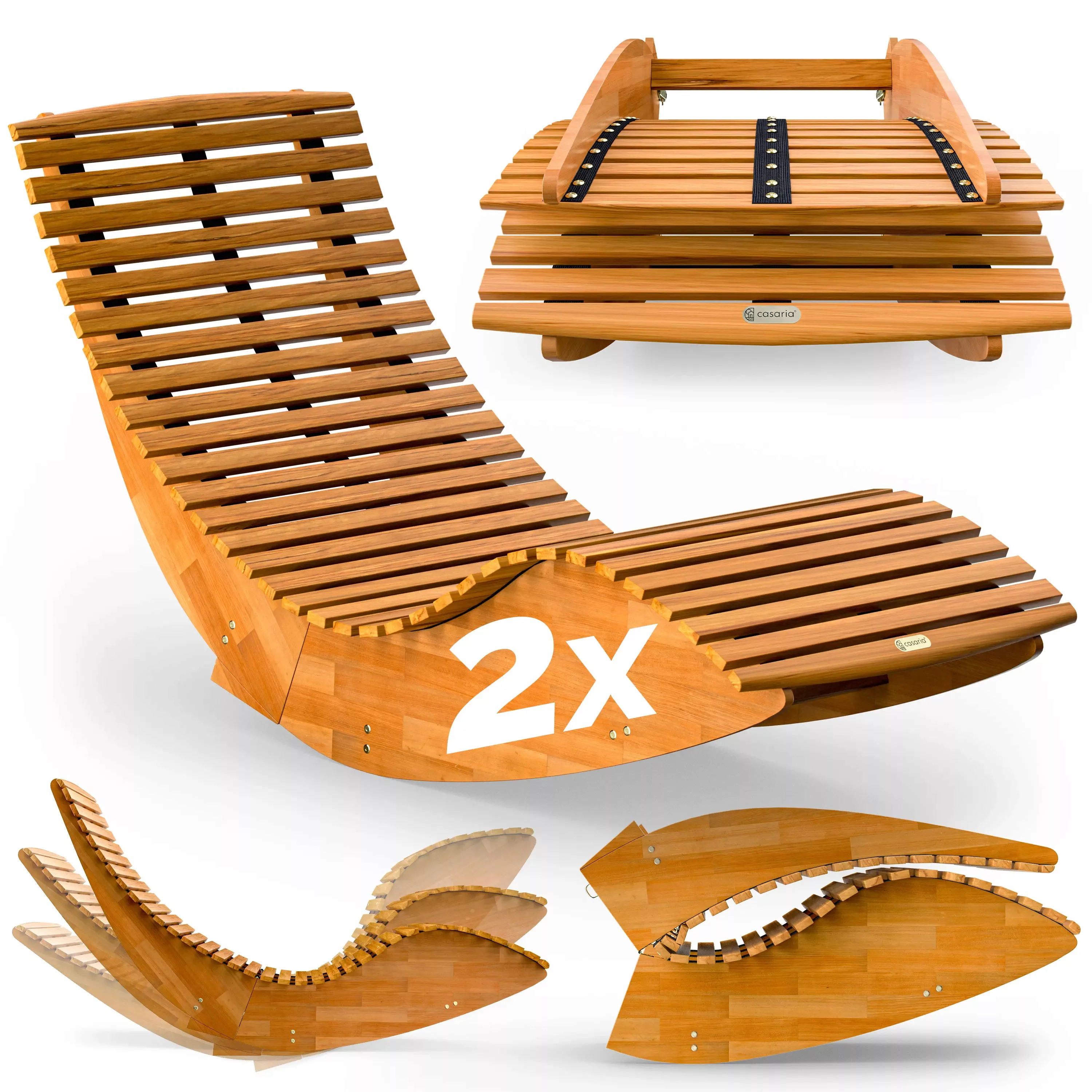 Casaria Gartenliege Braun, 2 St., Klappbar günstig online kaufen