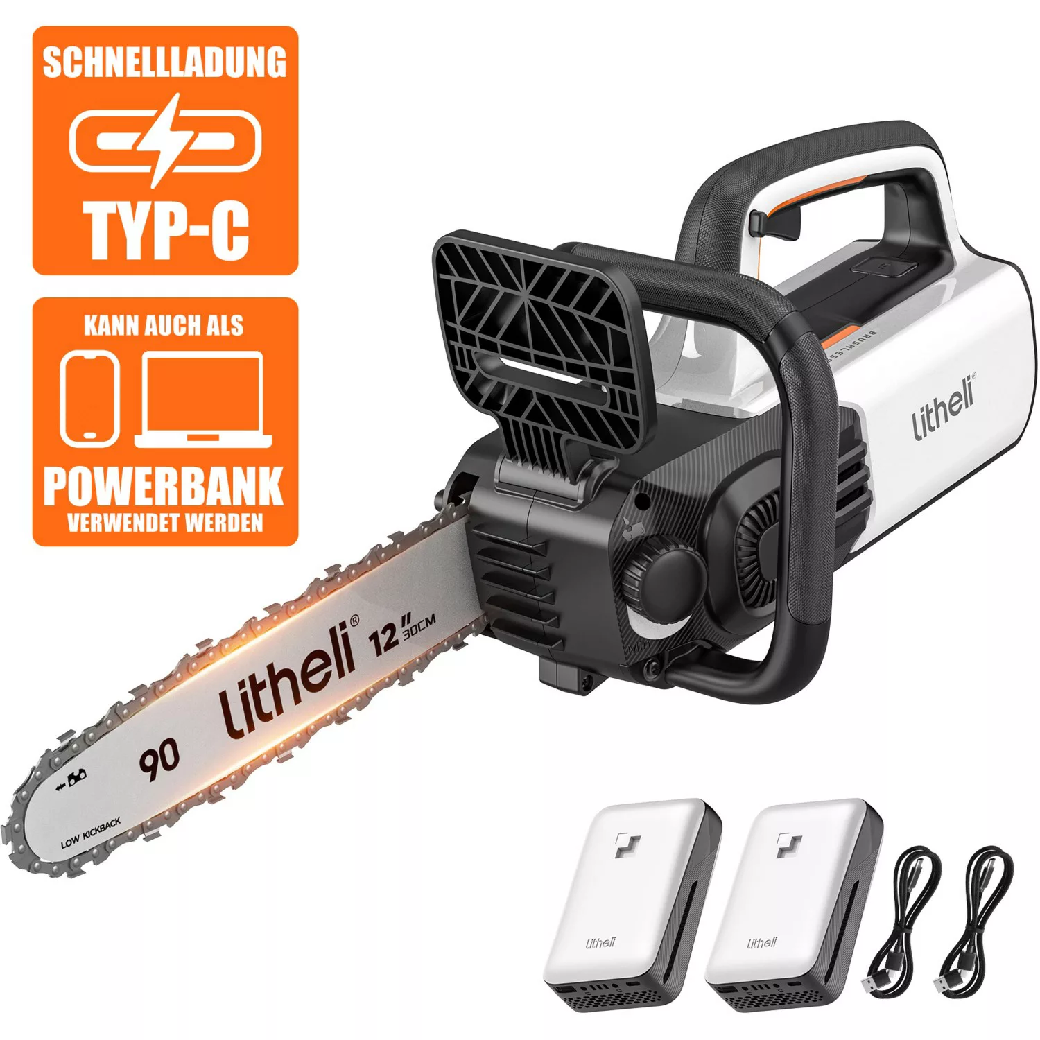 Litheli U20 Akku-Kettensäge 2x20V EGT050074 inkl. 2x Akku 2.0Ah günstig online kaufen