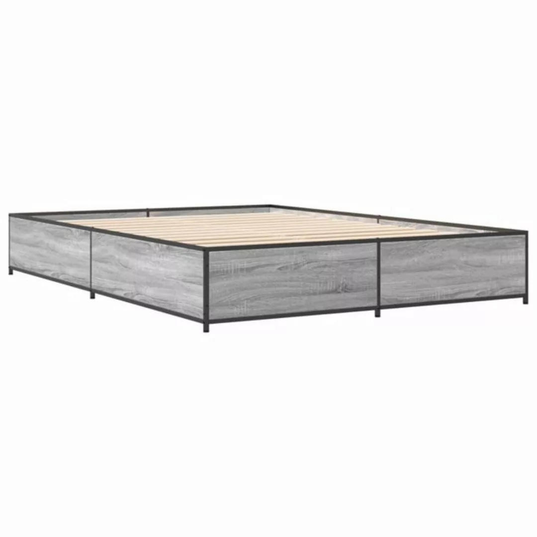 vidaXL Bett Bettgestell Grau Sonoma 120x200 cm Holzwerkstoff und Metall günstig online kaufen