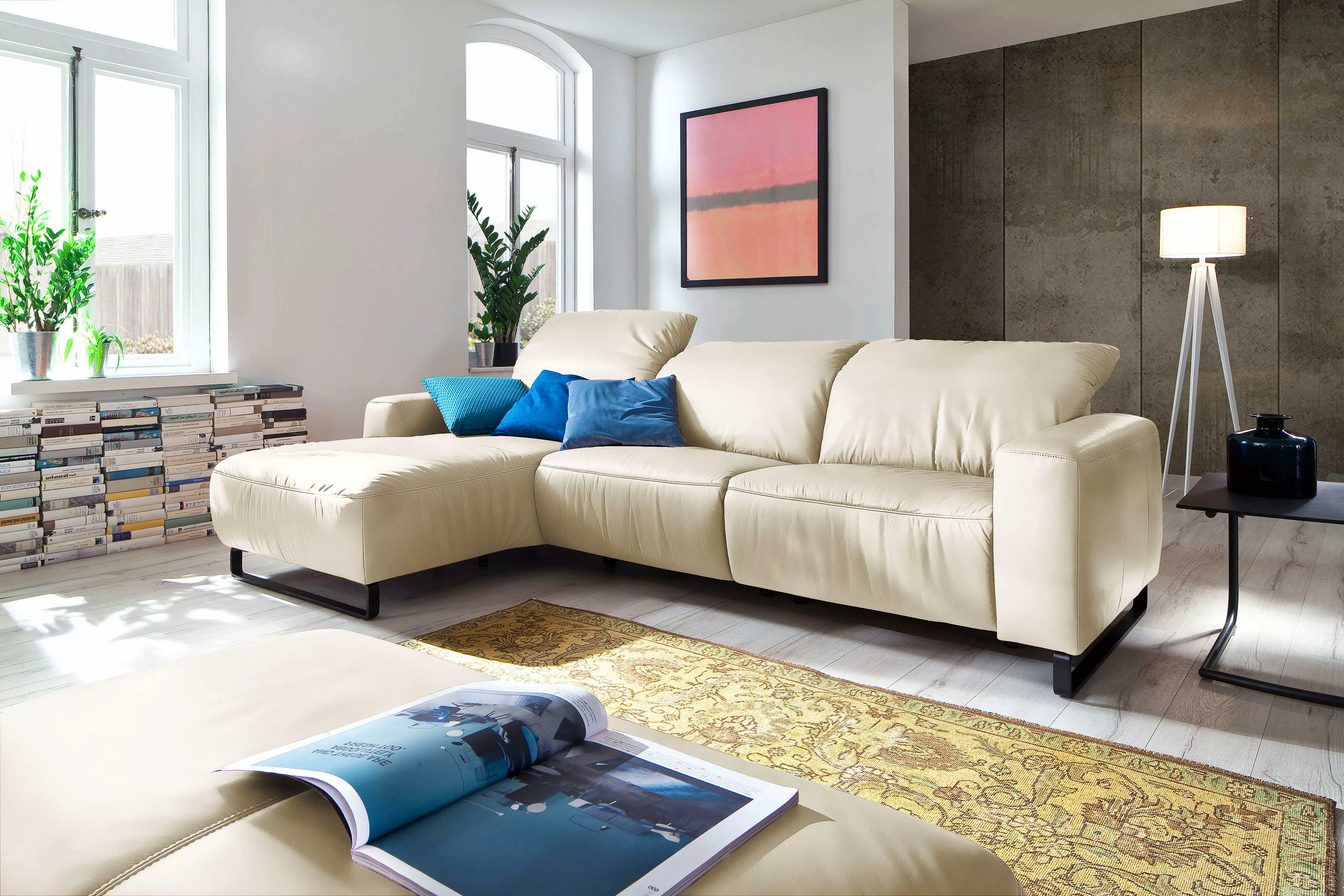 Home affaire Ecksofa »Juist L-Form«, mit Kopfteilverstellung und schwarzen günstig online kaufen