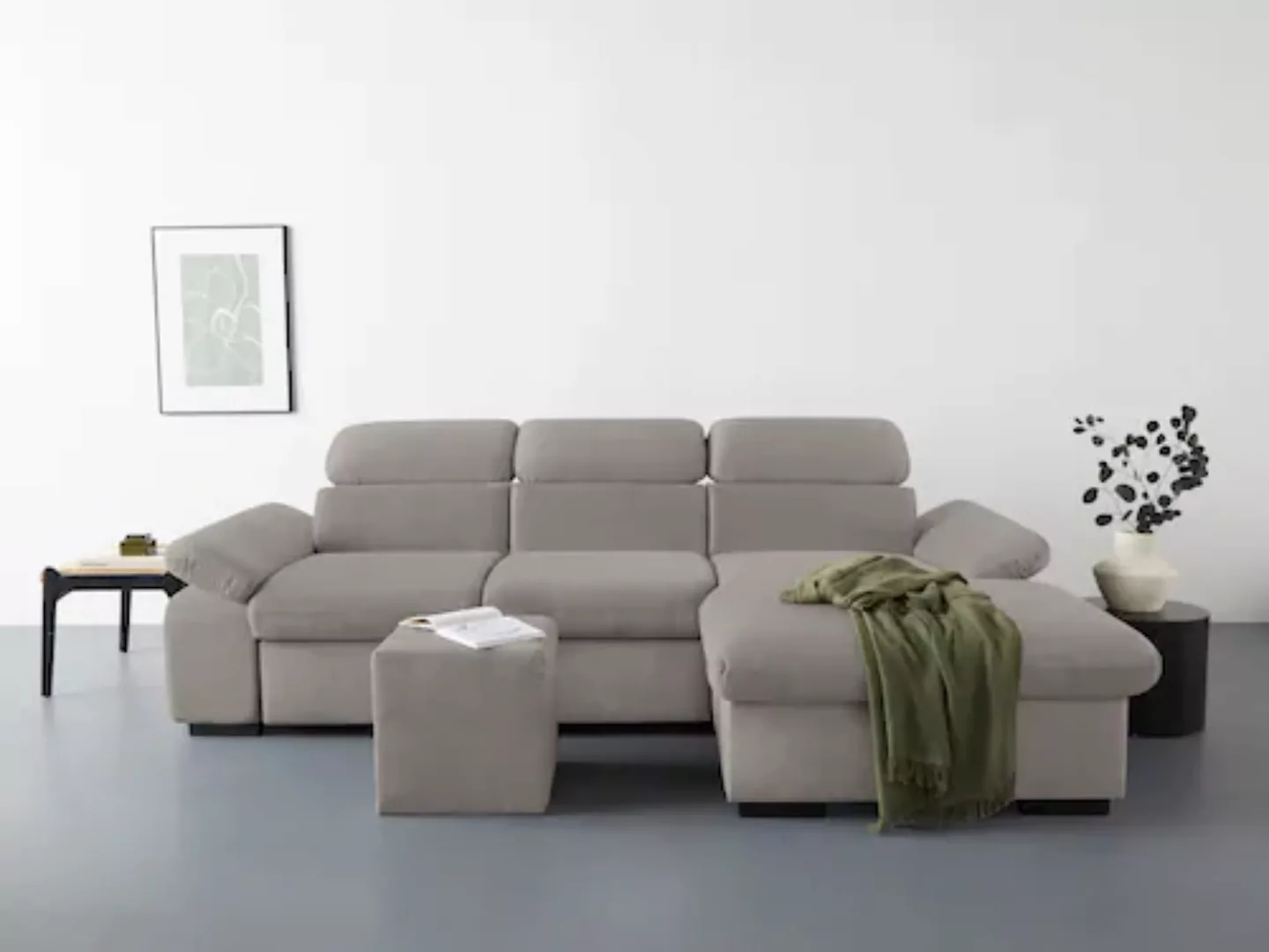 COTTA Ecksofa "Lola L-Form", (Set, mit Hocker), mit Hocker & Kopfteilfunkti günstig online kaufen