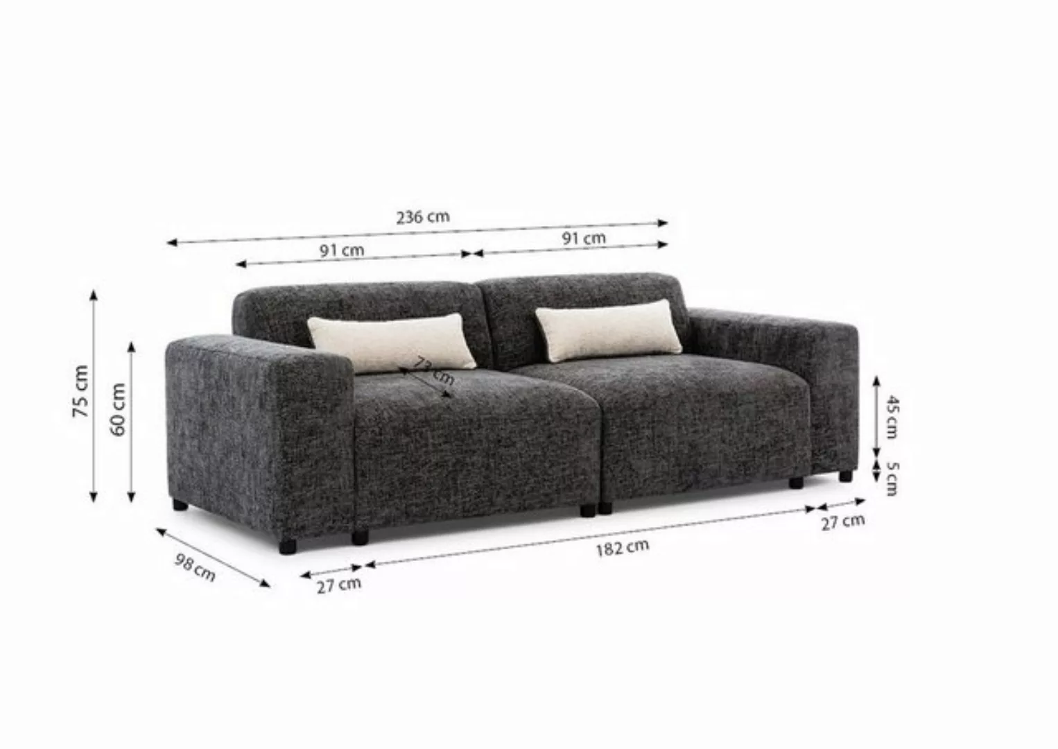 Fun Möbel Sofa Designersofa ROMY 2-Sitzer in Stoff Enjoy Me, Inkl. 2 Zierki günstig online kaufen