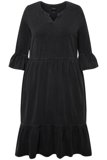 Ulla Popken Jerseykleid Jerseykleid Volants A-Linie Tunika-Ausschnitt günstig online kaufen