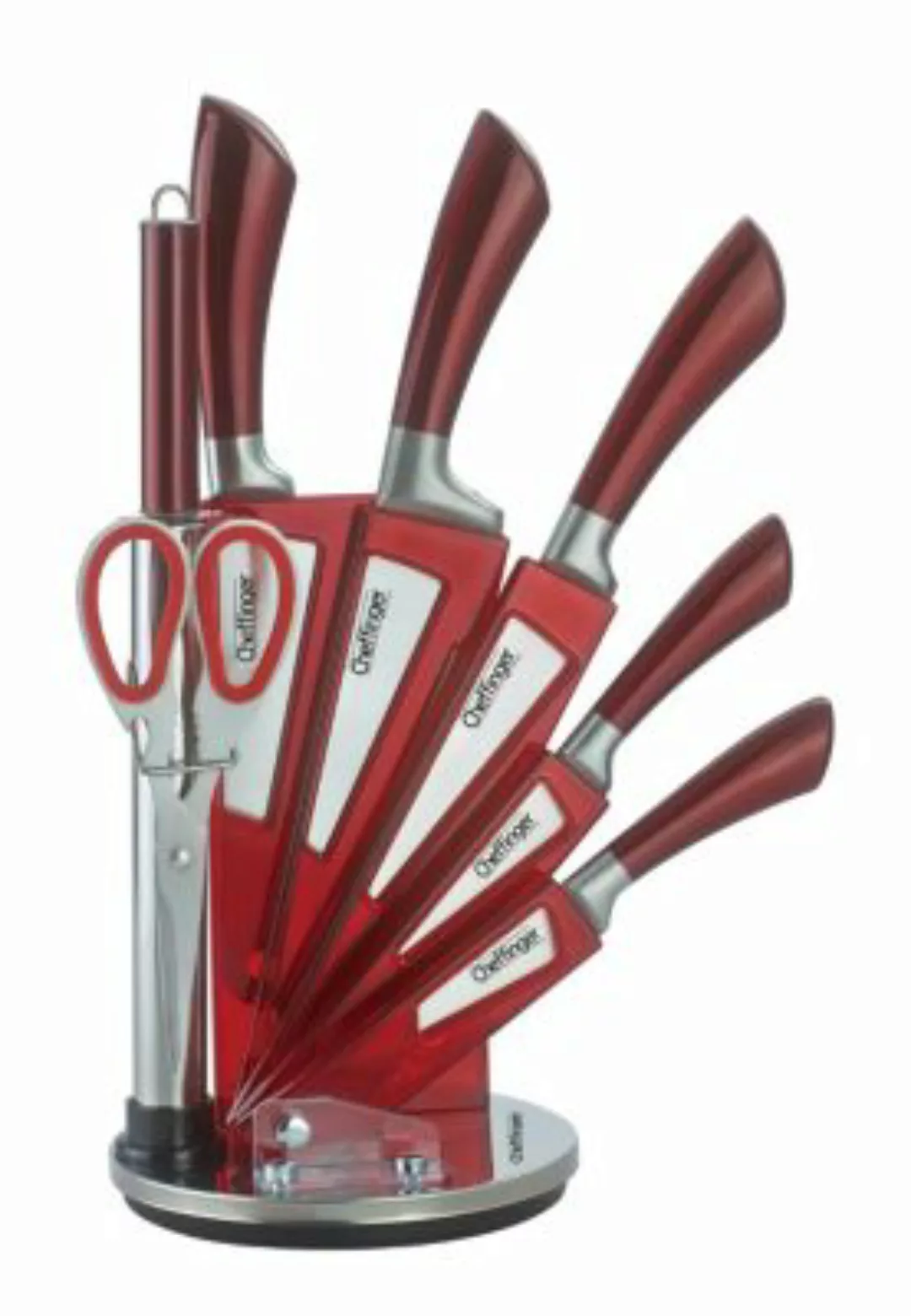 Cheffinger 8tlg. Messer-Set mit Messerblock rot günstig online kaufen