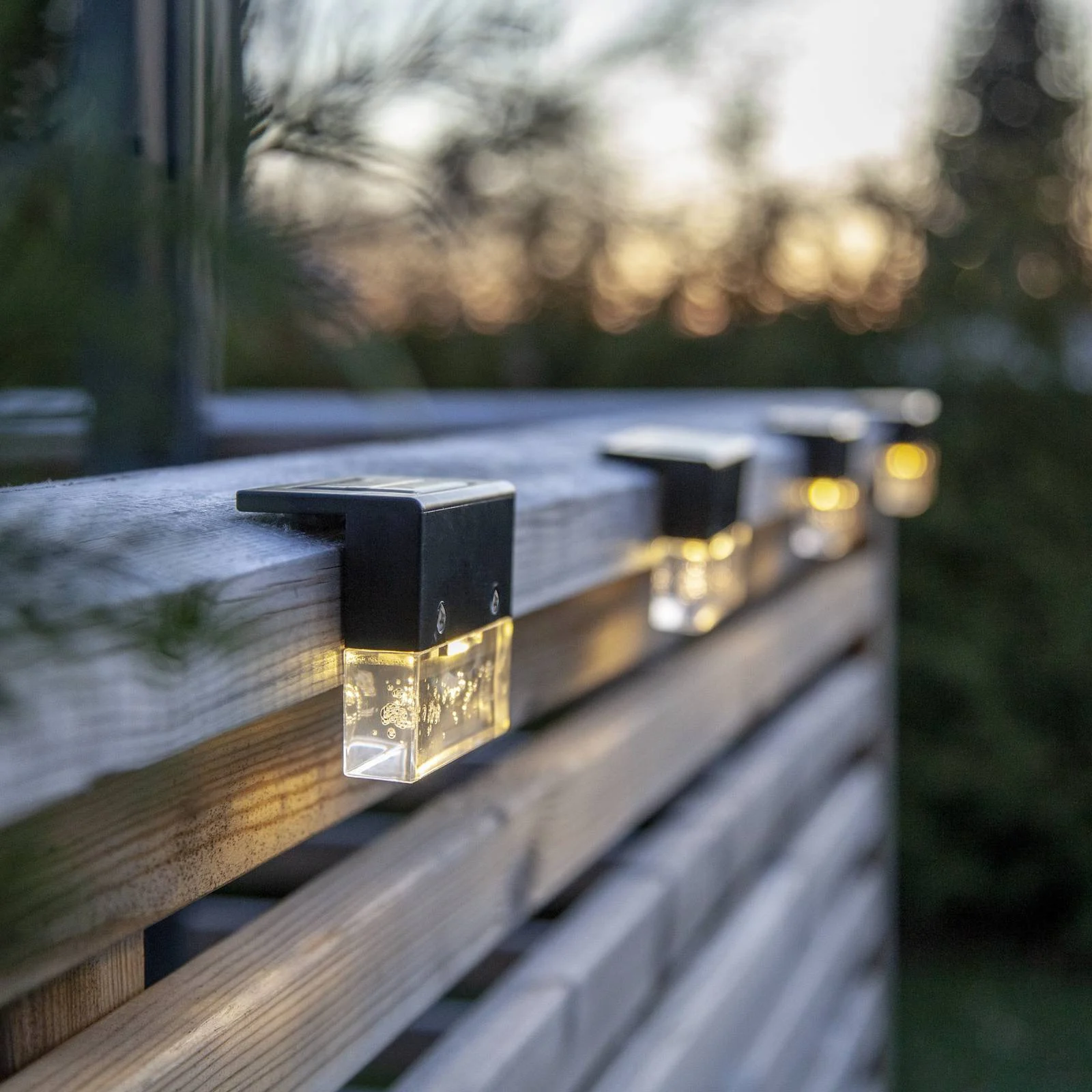 LED-Solarleuchte Bubbly Fence, schwarz, Kunststoff, 4er-Set günstig online kaufen