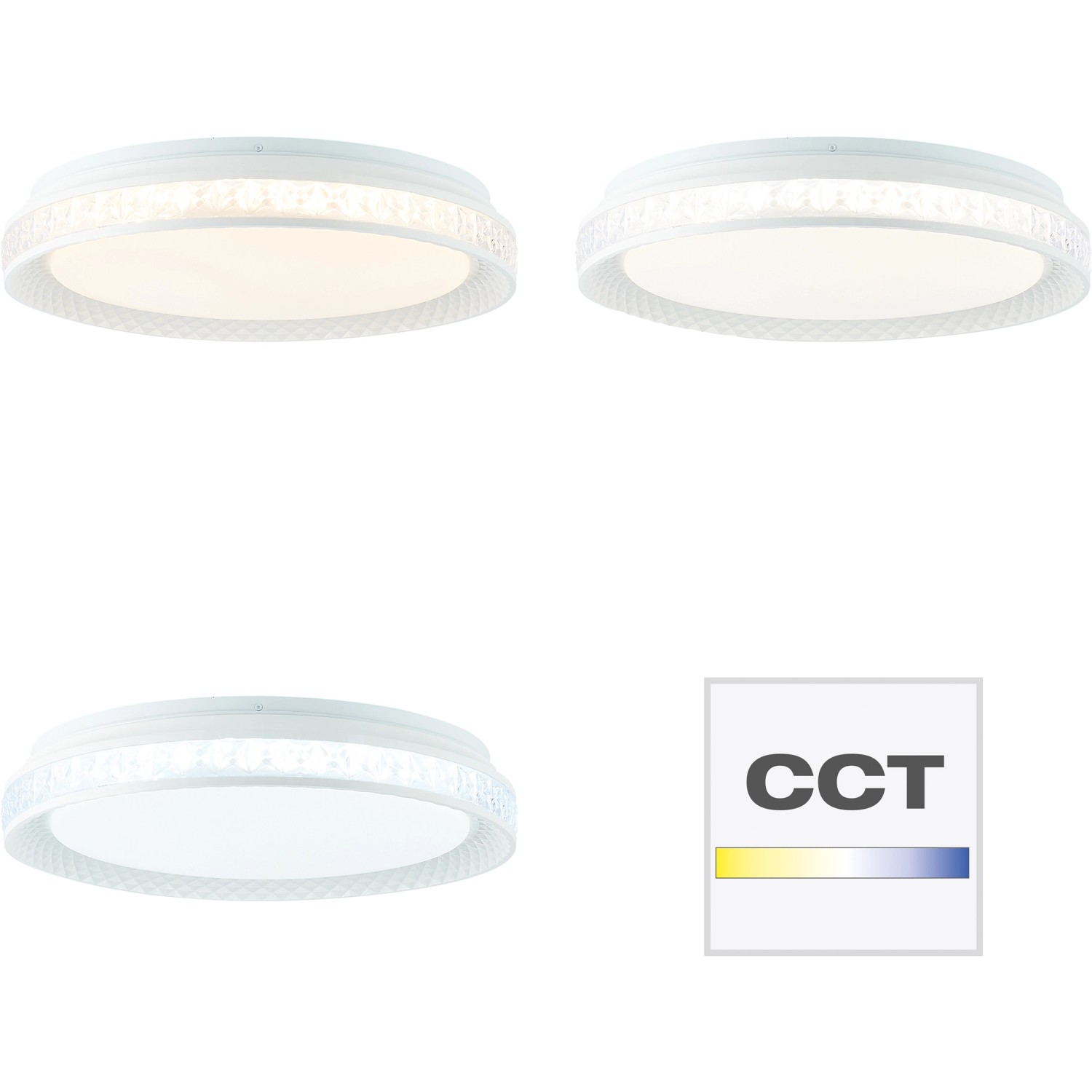 Smarte LED-Deckenleuchte Burlie Weiß/Transparent Ø 39 cm günstig online kaufen