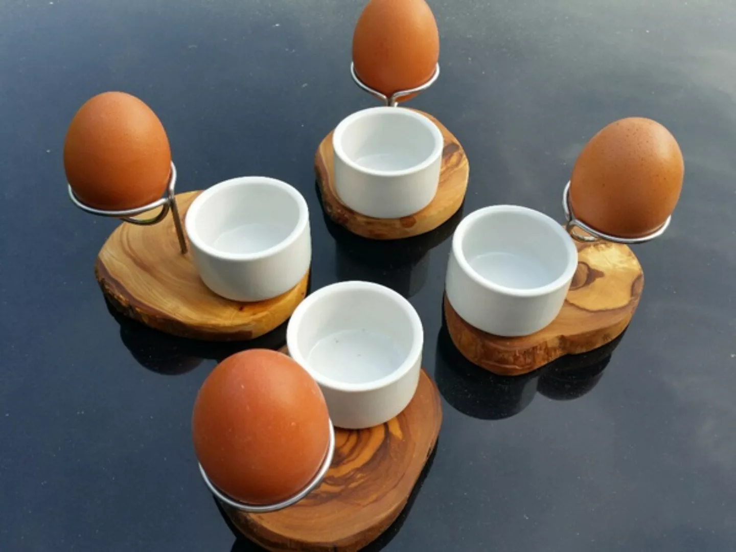 4er Set Eierbecher La Specia Porzellanschale Und Eierhalter Edelstahl günstig online kaufen