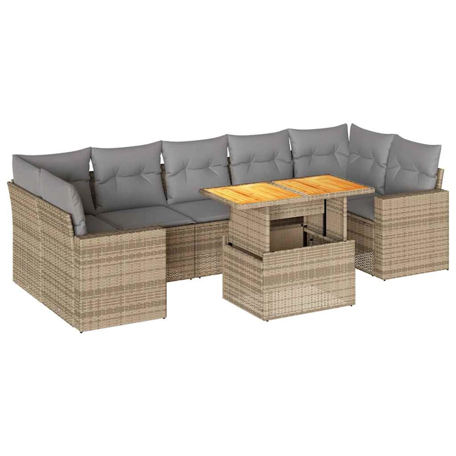 vidaXL 8-Tlg Garten-Sofagarnitur mit Kissen Beige Poly Rattan 3327013 günstig online kaufen