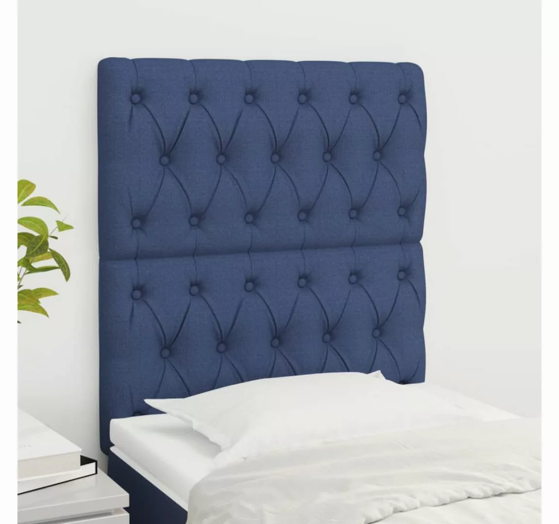 vidaXL Bett, Kopfteile 2 Stk. Blau 80x7x78/88 cm Stoff günstig online kaufen