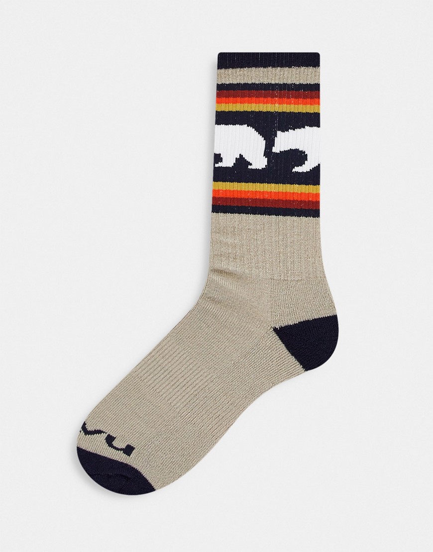 Kavu – Moonwalk – Gemusterte Socken in Beige-Braun günstig online kaufen