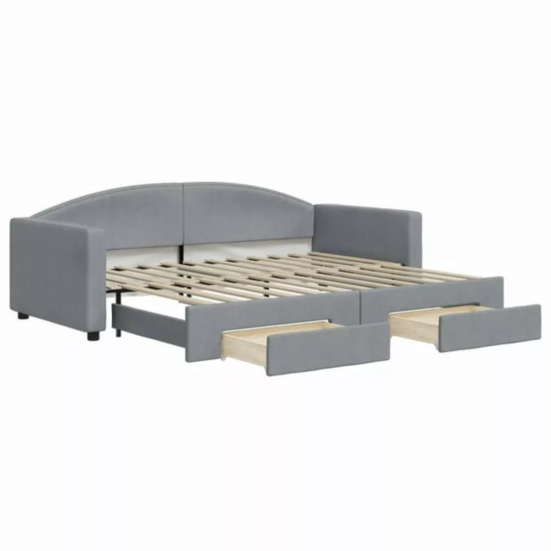 furnicato Bett Tagesbett Ausziehbar mit Schubladen Hellgrau 90x200 cm Stoff günstig online kaufen