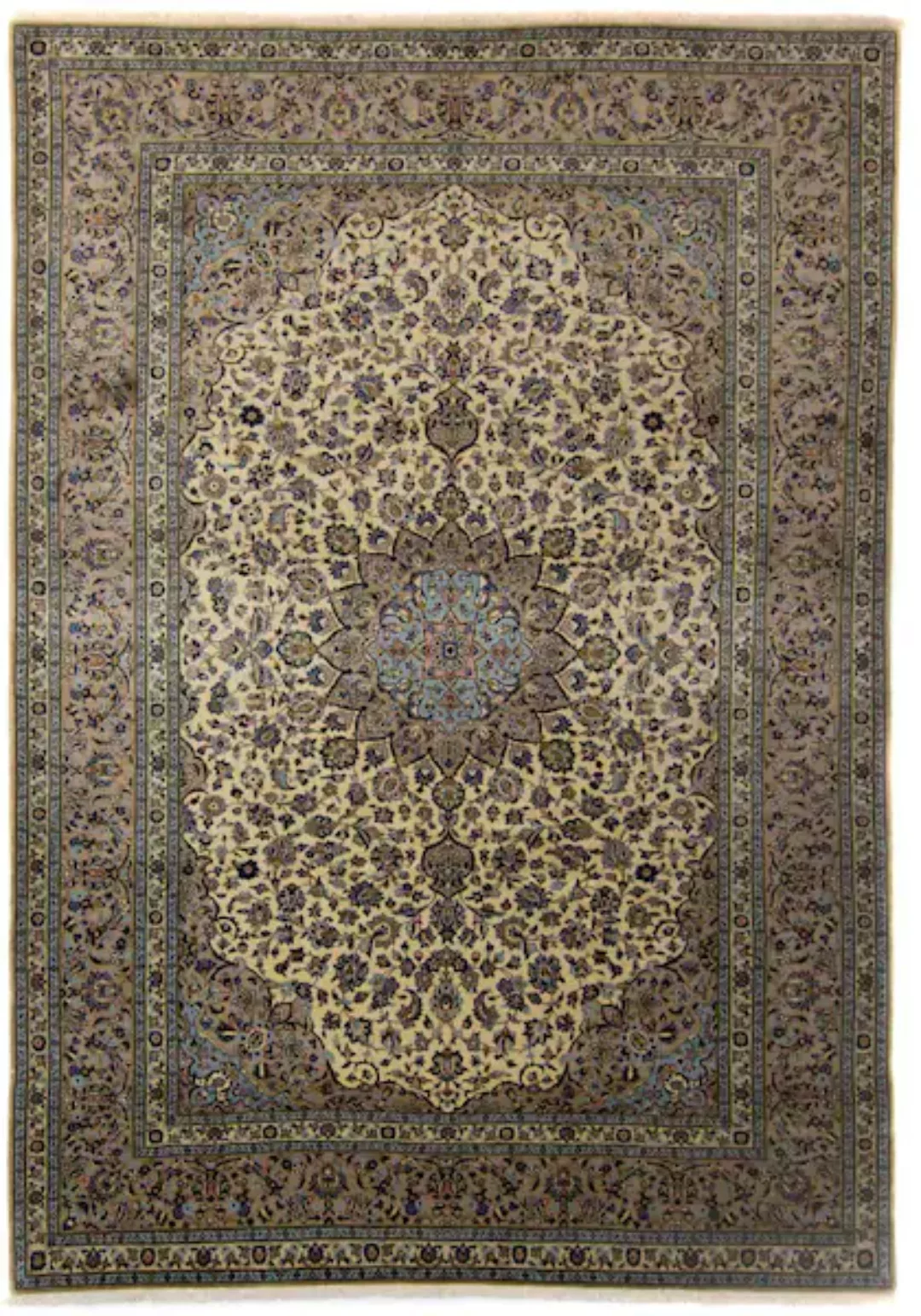 morgenland Wollteppich »Keshan Medaillon Beige chiaro 352 x 257 cm«, rechte günstig online kaufen