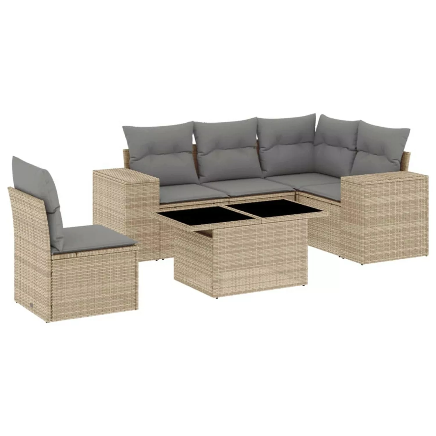 vidaXL 6-tlg Garten-Sofagarnitur mit Kissen Beige Poly Rattan Modell 347 günstig online kaufen