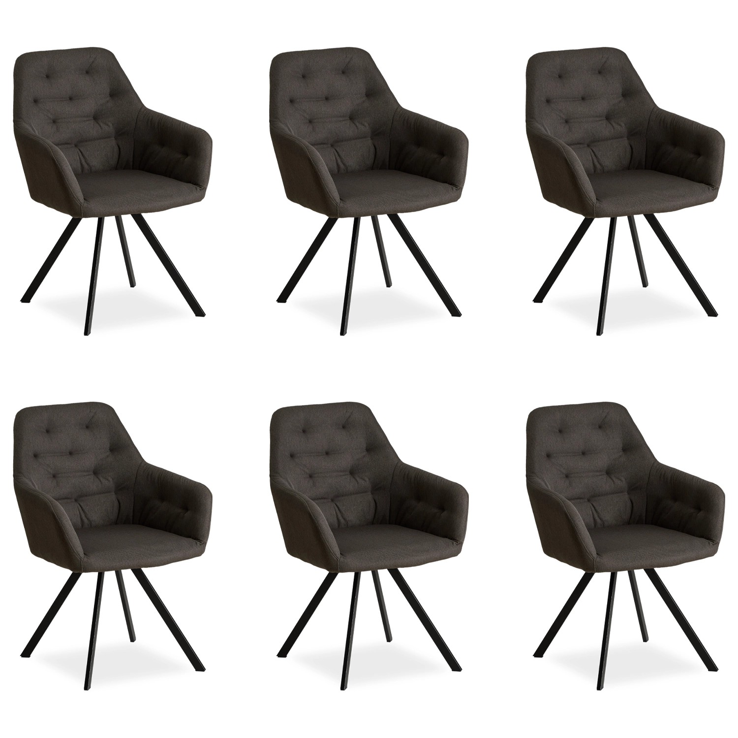 Homestyle4u Polsterstuhl 6er Set in Anthrazit 2350 günstig online kaufen