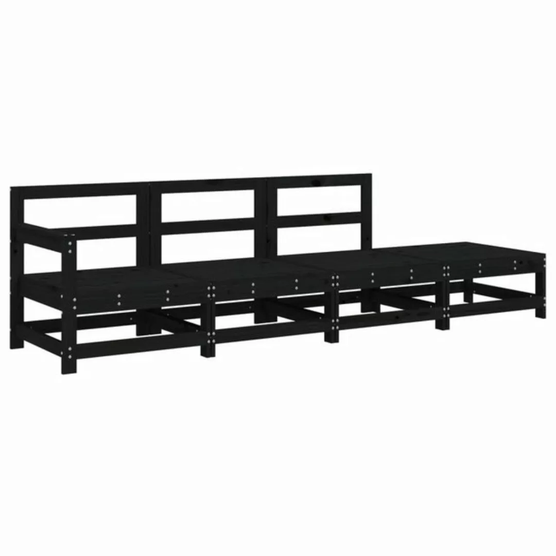 vidaXL Loungesofa 4-tlg. Garten-Lounge-Set Schwarz Massivholz Kiefer, 1 Tei günstig online kaufen