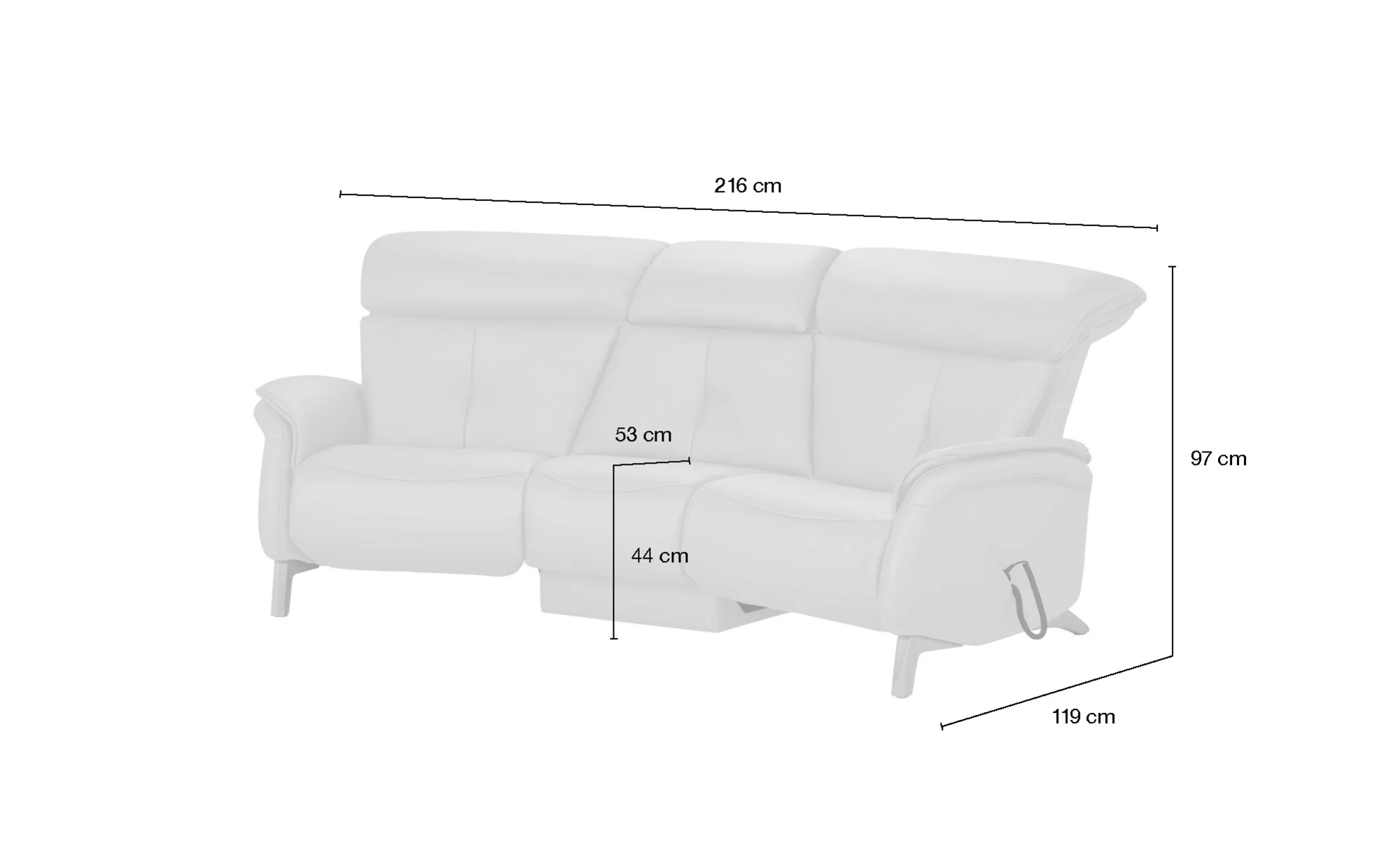 himolla Einzelsofa Leder  4708 ¦ grau ¦ Maße (cm): B: 216 H: 97 T: 119 Pols günstig online kaufen