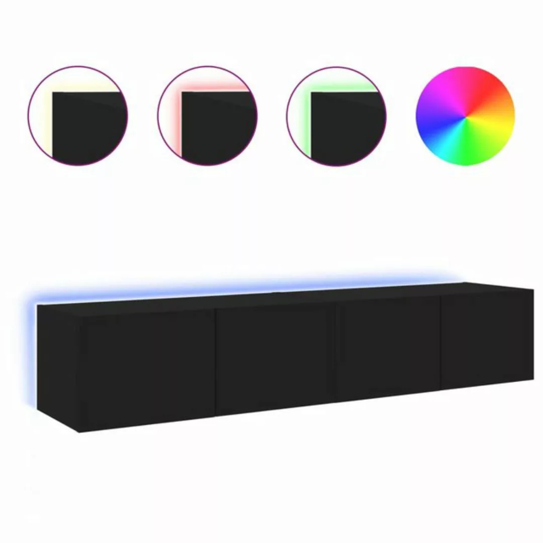 vidaXL TV-Schrank TV-Wandschränke mit LED Leuchten 2 Stk Schwarz 80x35x31 c günstig online kaufen