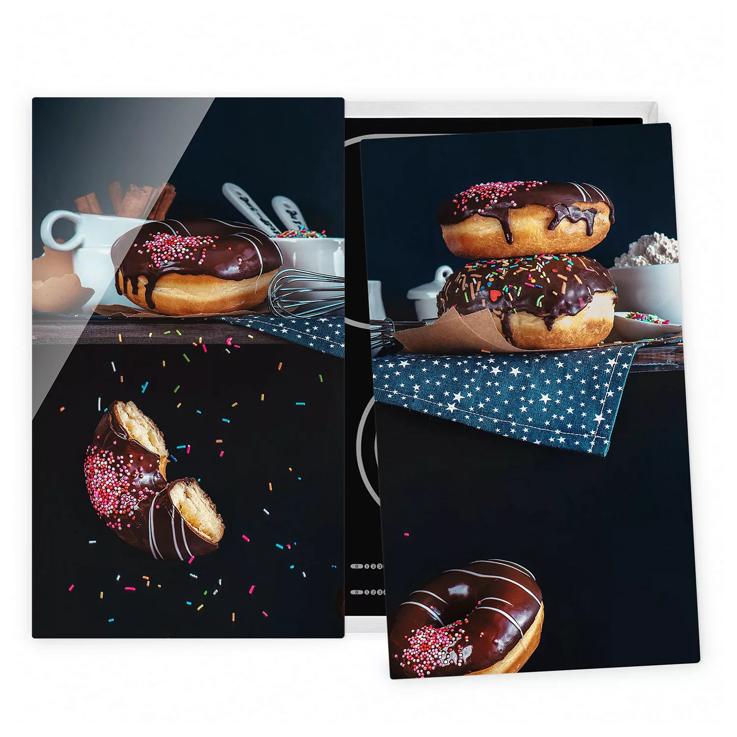 2-teilige Herdabdeckplatte Glas Kulinarisch Donuts vom Küchenregal günstig online kaufen