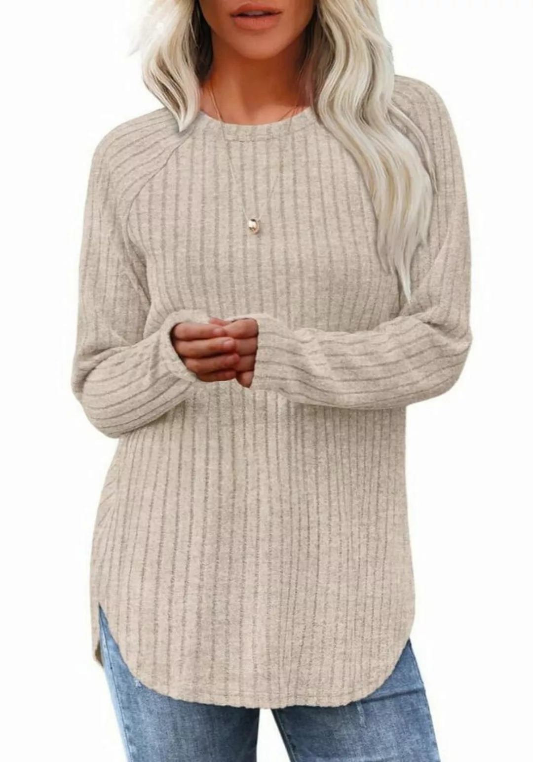 Nebelmeer Strickpullover Frauenbekleidung Herbst lockeres Rundhalsaufzug To günstig online kaufen