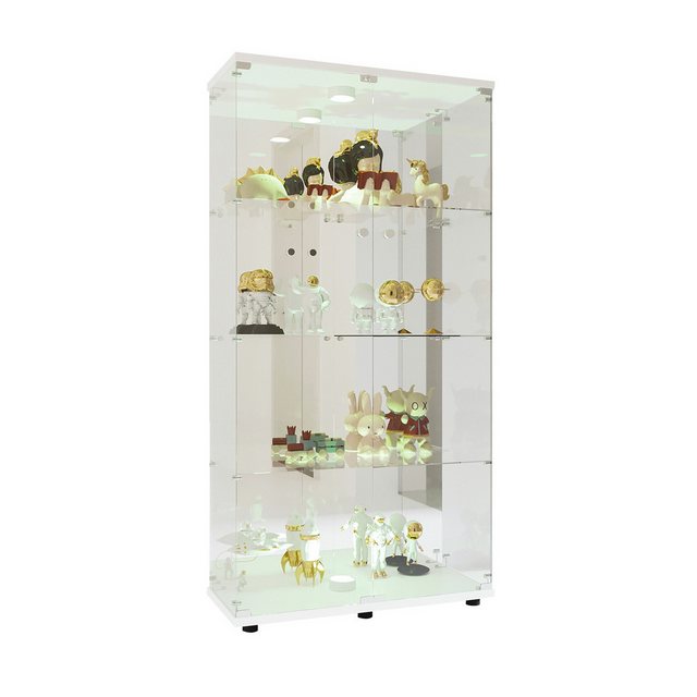 FUROKOY Glasvitrine Glasvitrine Glas Standvitrinen, Vierfach-Vitrine aus ge günstig online kaufen