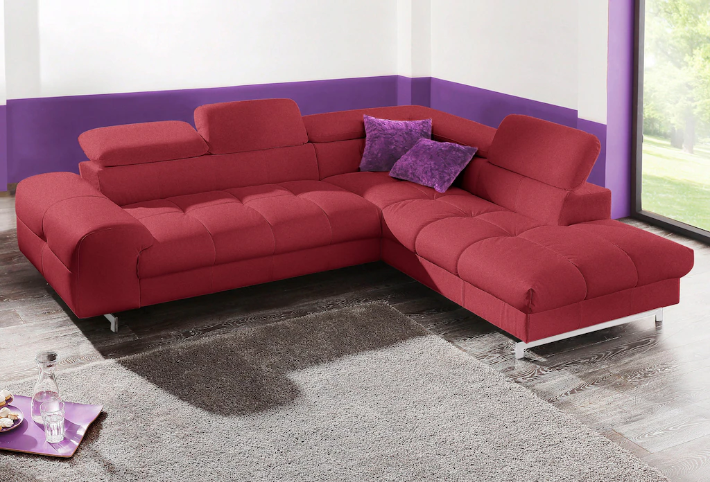 COTTA Ecksofa "Chef L-Form", mit Kopfteilverstellung, edle Metallkufen, wah günstig online kaufen