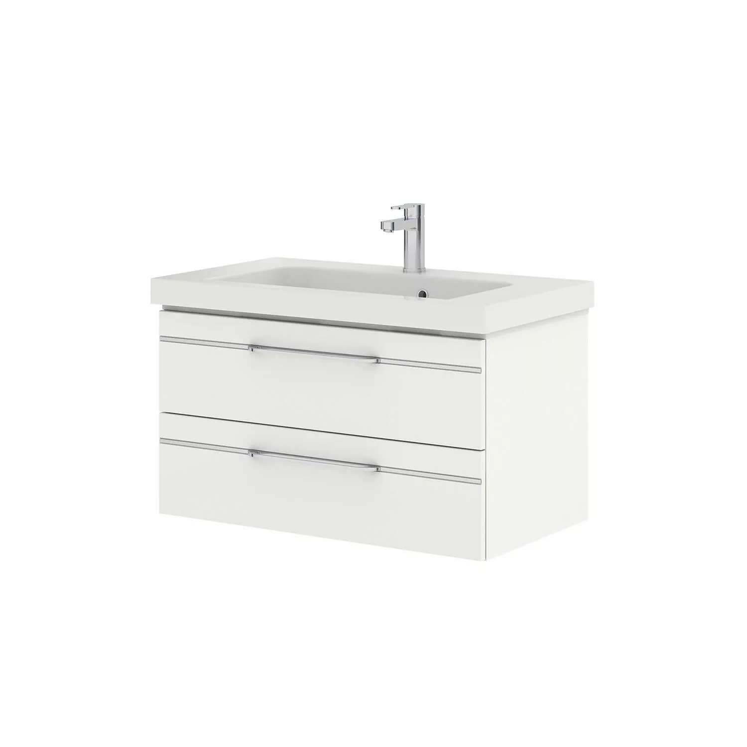Badmöbel Waschtisch mit Waschbecken in weiß Glanz BUDVA-66, B/H/T ca. 92,5/ günstig online kaufen